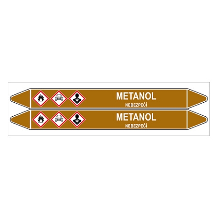 Značení potrubí, metanol,2 ks, 450 × 52 mm